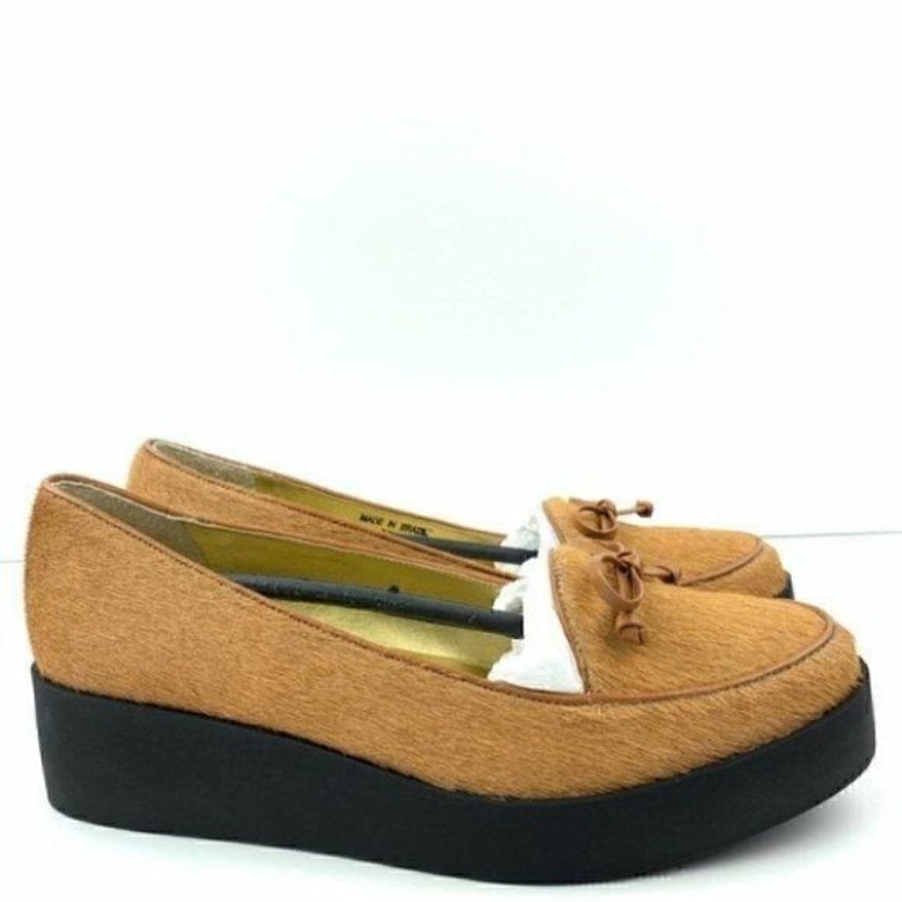 Bernardo Antwerp Platform loafer 7 tan pony hair